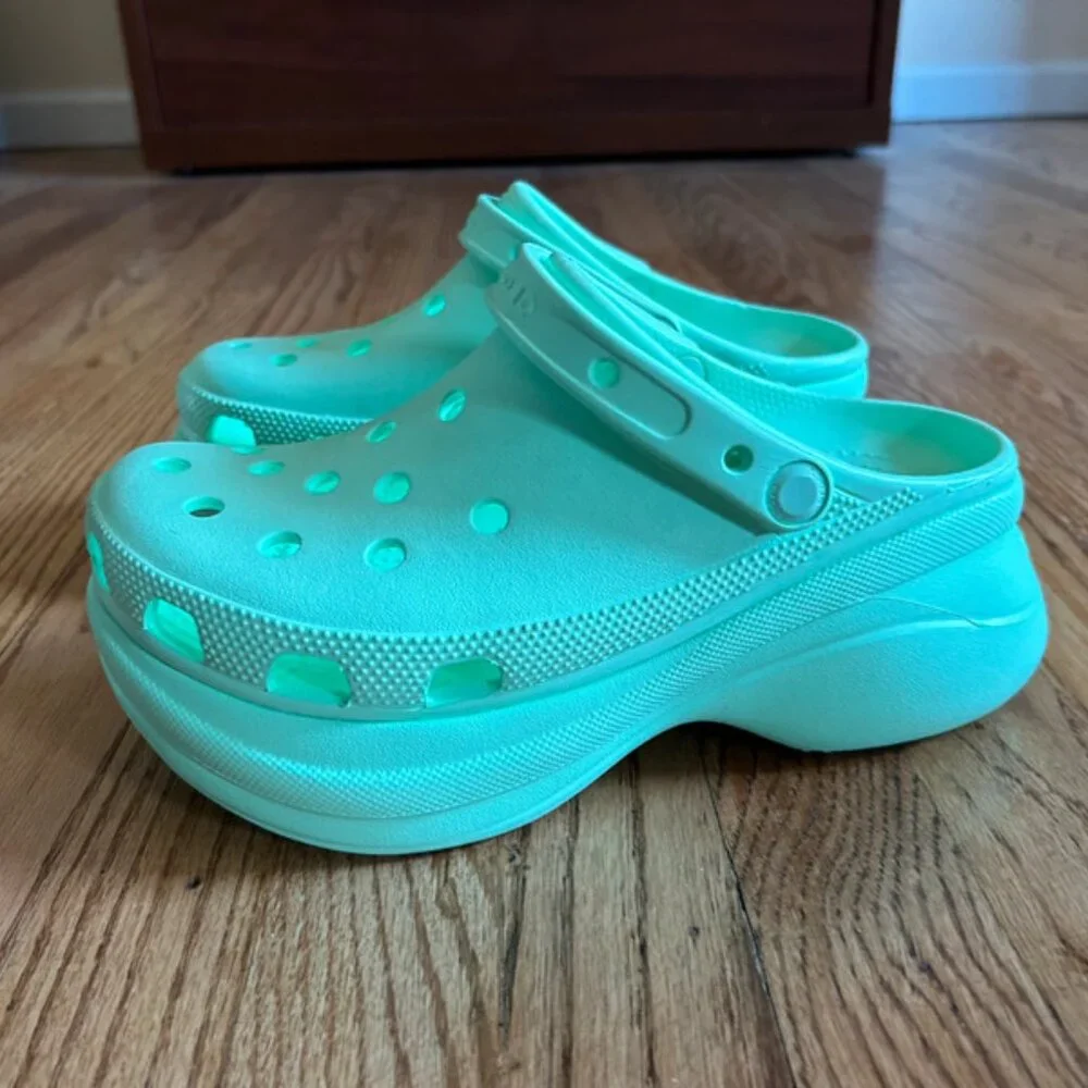 Mint Green Crocs Classic Bae Platform Clog Women's Size 8 - Picture 1 of 5